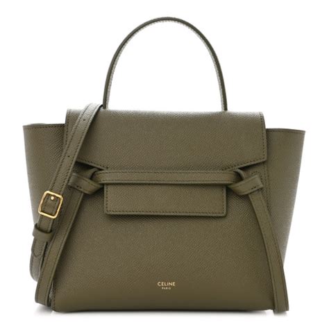 CELINE Grained Calfskin Nano Belt Bag Army Green